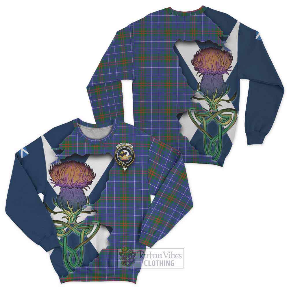 Edmonstone Tartan Family Crest Sweatshirt Scottish Thistle Celtic Inspired - Tartan Vibes Clothing