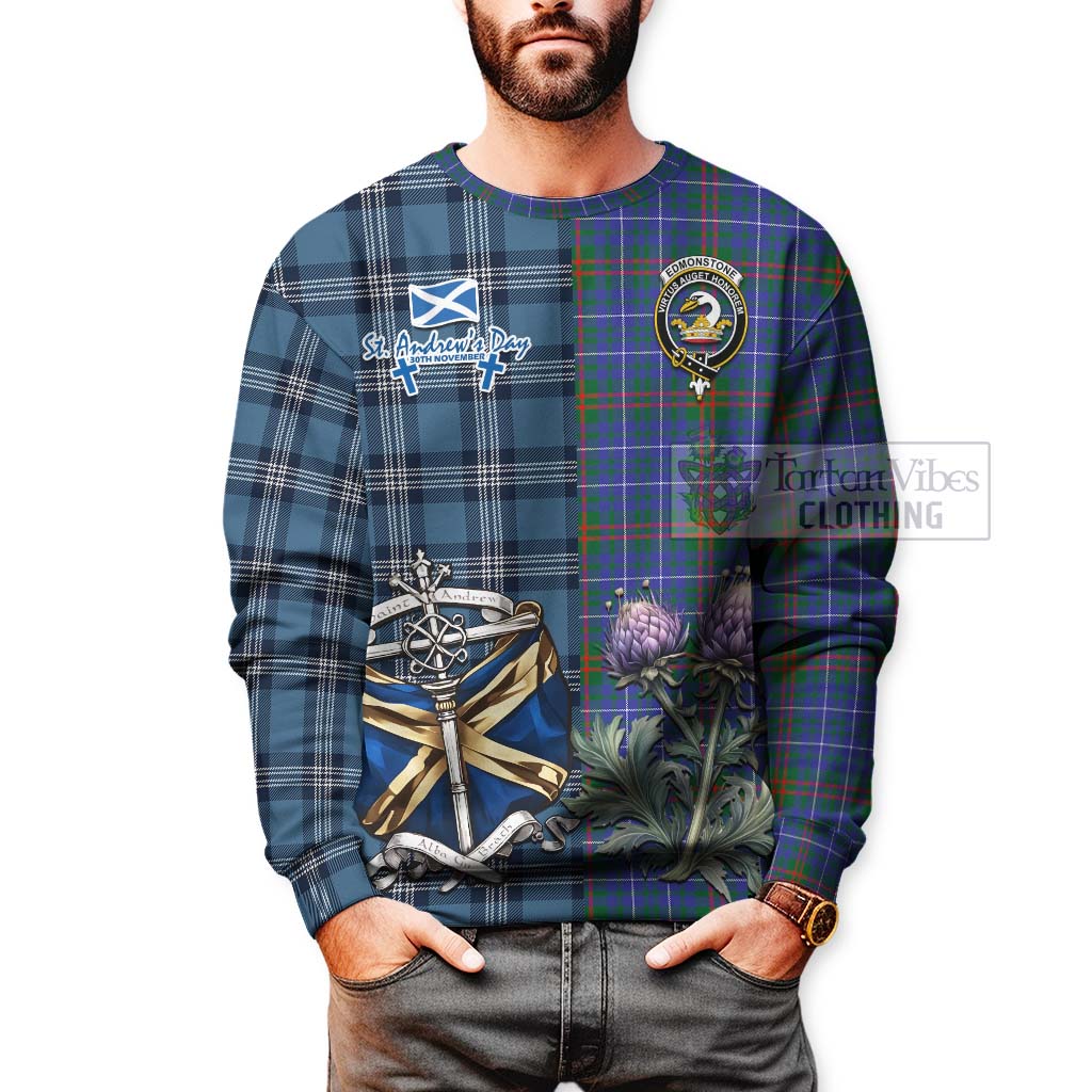 Tartan Vibes Clothing Edmonstone Tartan Sweatshirt Happy St. Andrew's Day Half Tartan Style