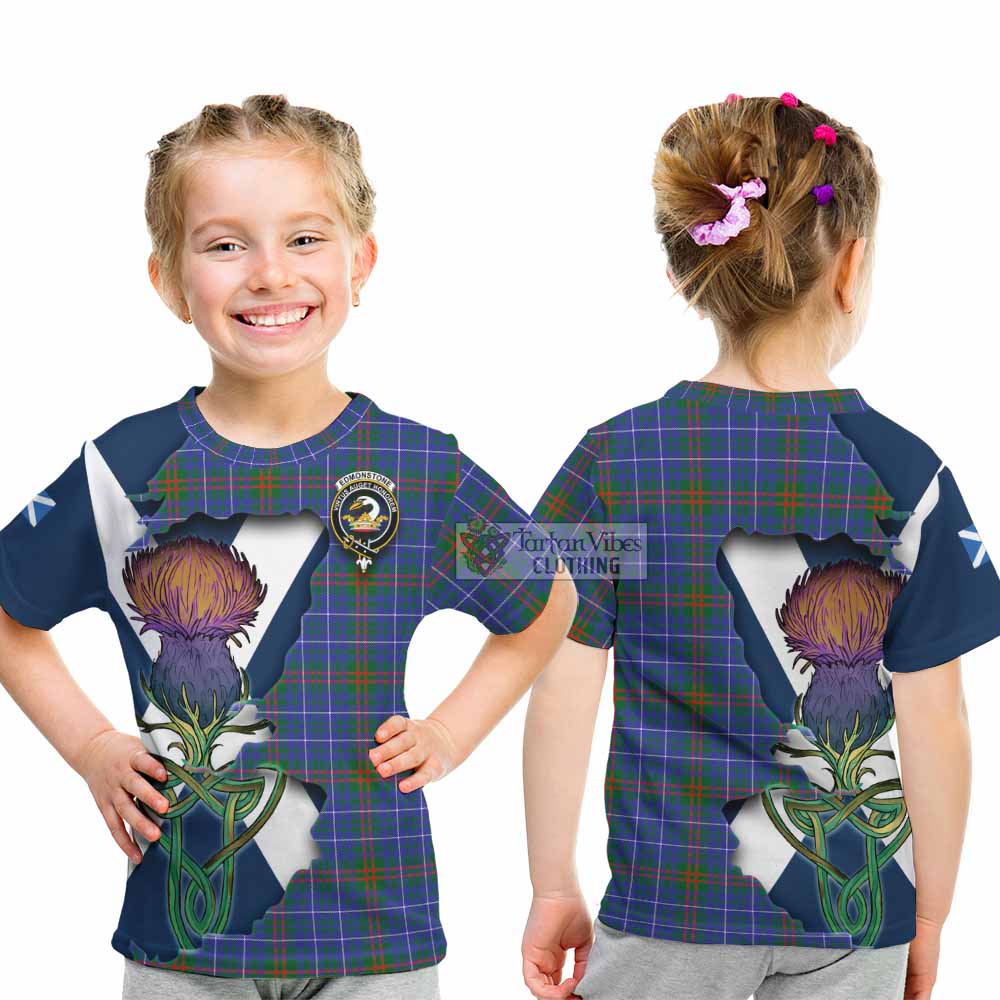 Edmonstone Tartan Family Crest Kid T-Shirt Scottish Thistle Celtic Inspired - Tartan Vibes Clothing