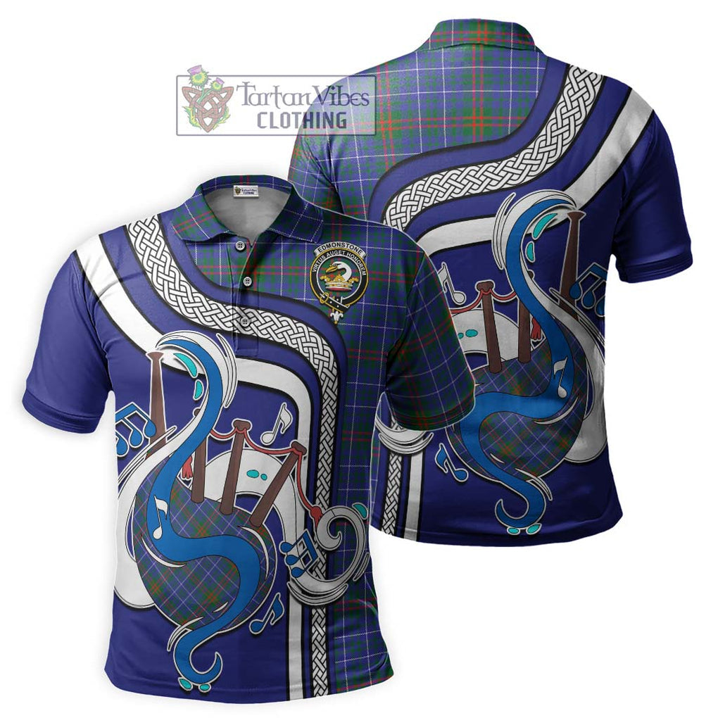 Tartan Vibes Clothing Edmonstone Tartan Polo Shirt with Epic Bagpipe Style