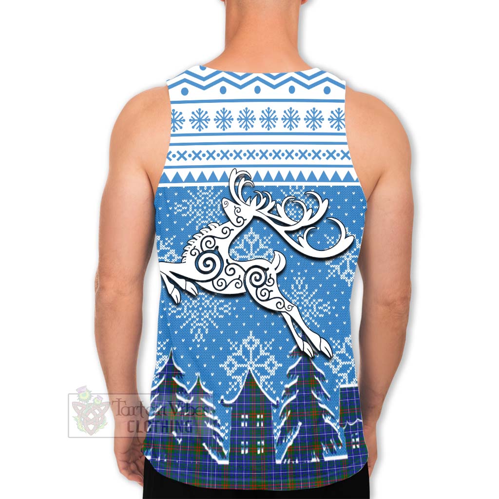 Tartan Vibes Clothing Edmonstone Clan Christmas Men's Tank Top Celtic Reindeer Style