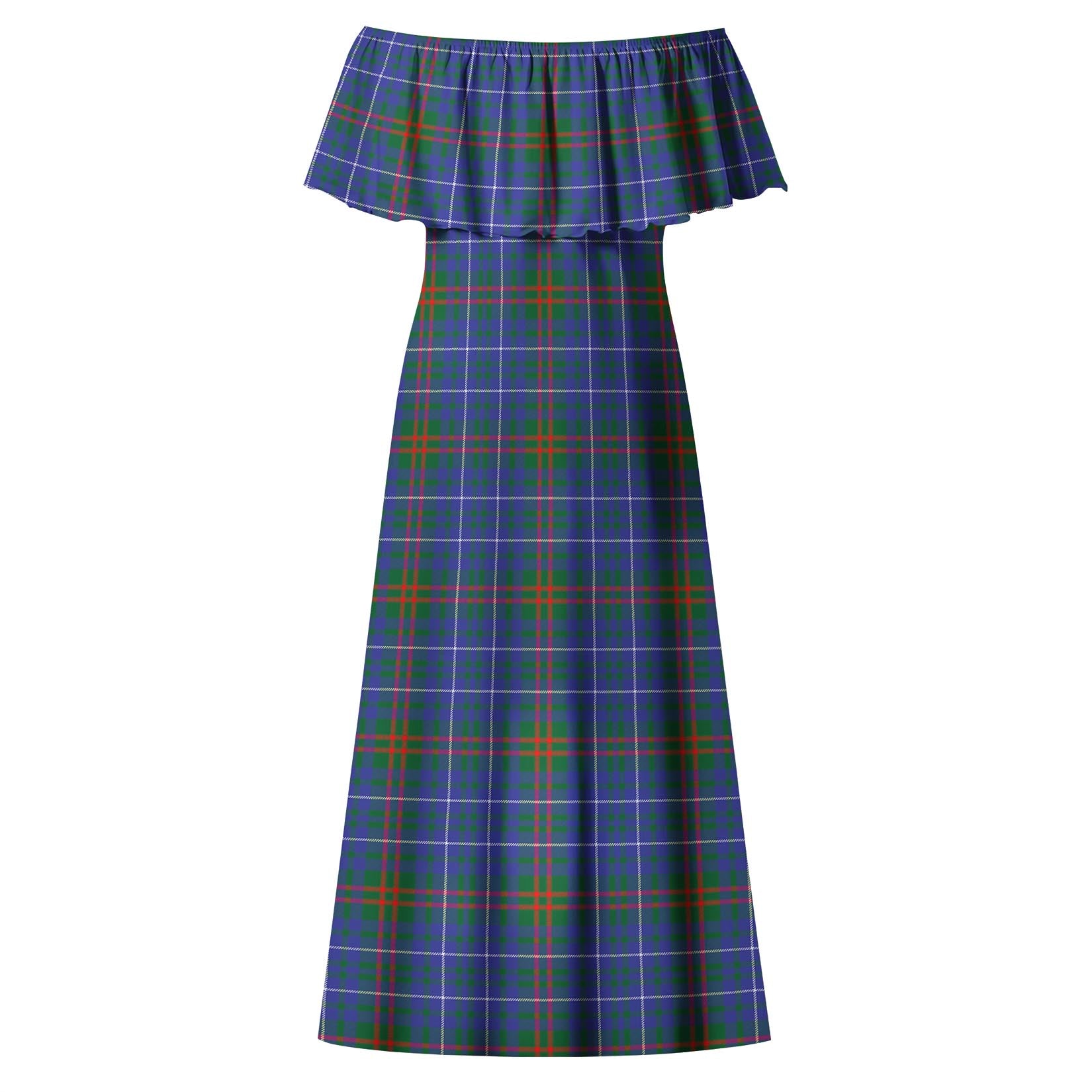 Edmonstone Tartan Off Shoulder Long Dress - Tartanvibesclothing