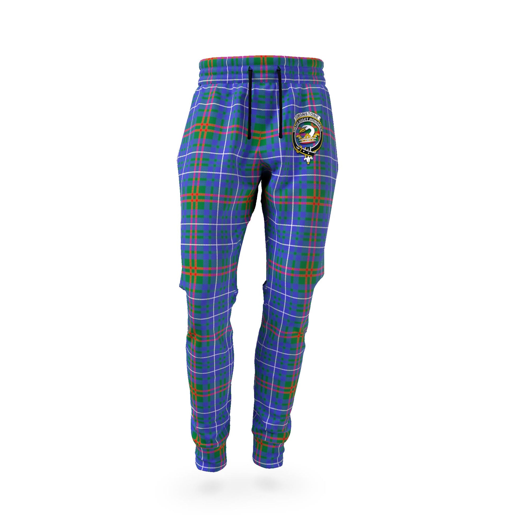 Edmonstone Tartan Joggers Pants with Family Crest - Tartan Vibes Clothing