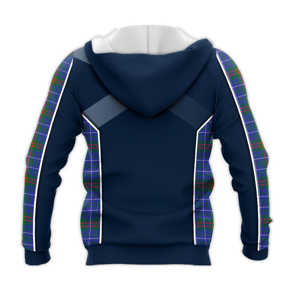 Tartan Vibes Clothing Edmonstone Tartan Knitted Hoodie with Family Crest and Scottish Thistle Vibes Sport Style