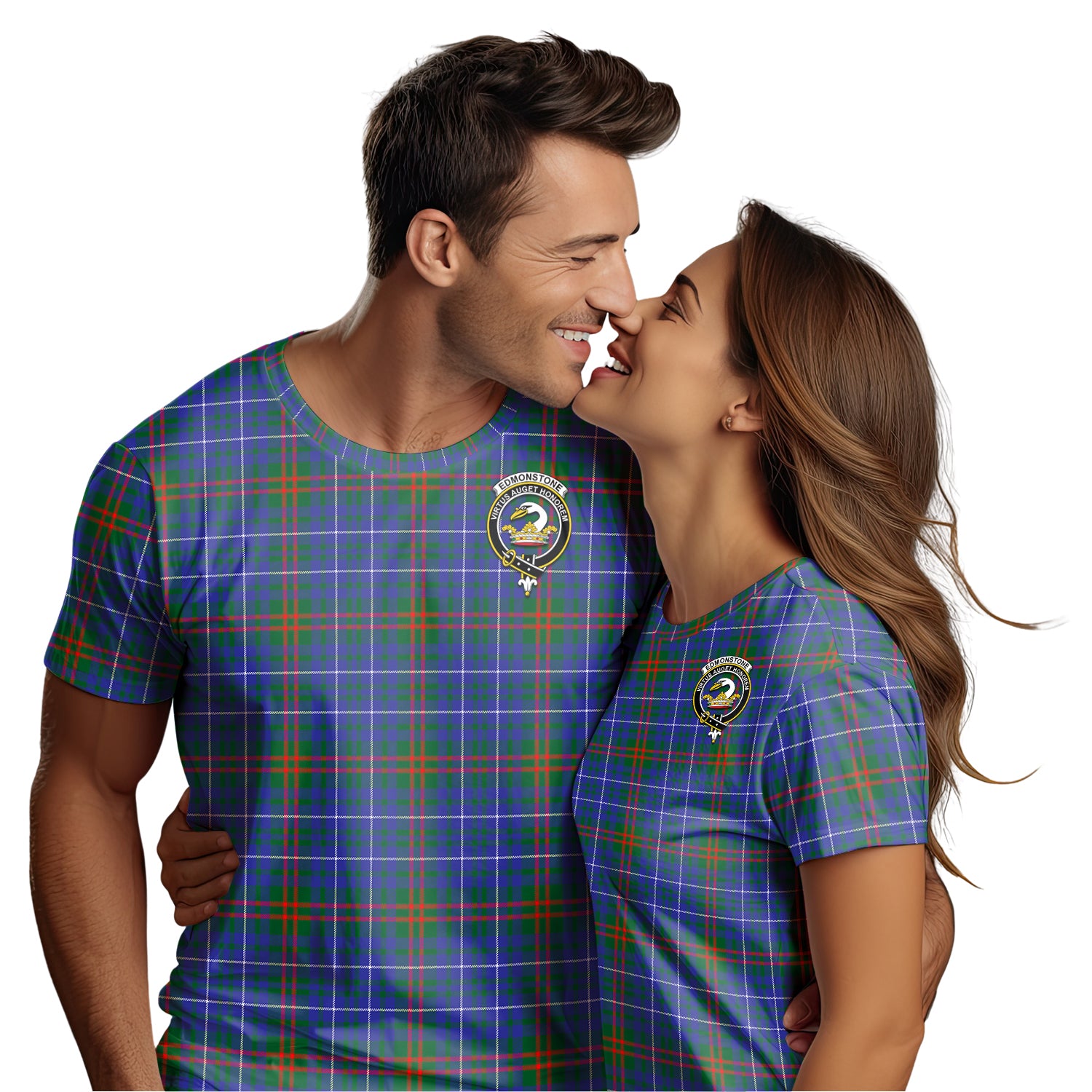 Edmonstone Tartan T-Shirt with Family Crest - Tartan Vibes Clothing