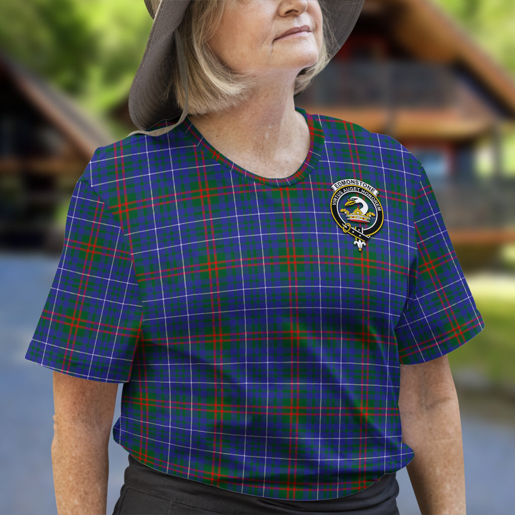 Edmonstone Tartan T-Shirt with Family Crest - Tartan Vibes Clothing