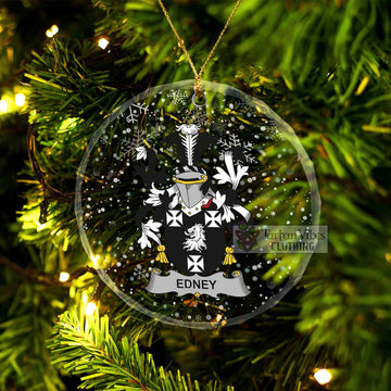 Edney Irish Clan Christmas Glass Ornament with Coat of Arms