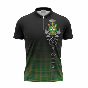 Edwards Irish Clan Zipper Polo Shirt with Coat of Arms Erin Go Bragh Celtic Inspired Unisex - Tartan Vibes Clothing