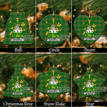 Edwards Irish Clan Tartan Christmas Ceramic Ornament with Coat of Arms