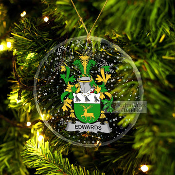 Edwards Irish Clan Christmas Glass Ornament with Coat of Arms