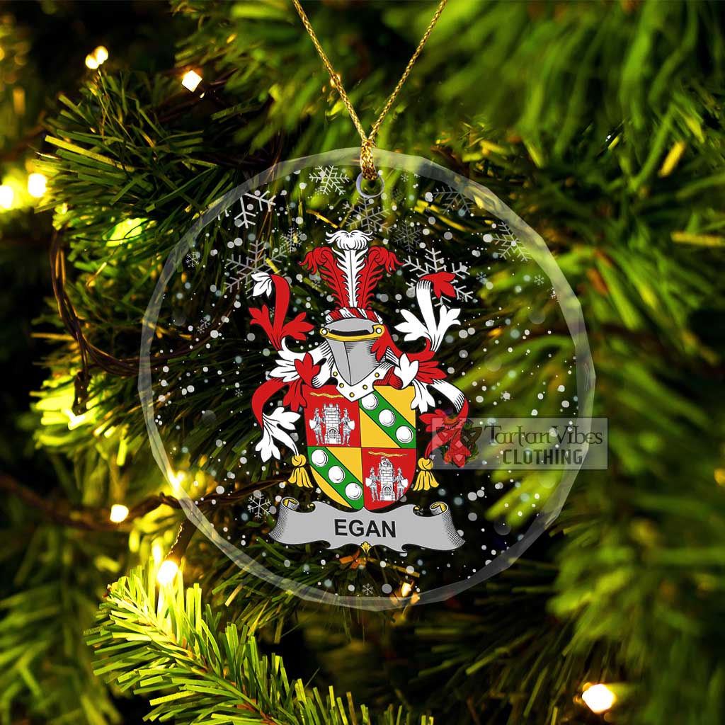 Tartan Vibes Clothing Egan Irish Clan Christmas Glass Ornament with Coat of Arms