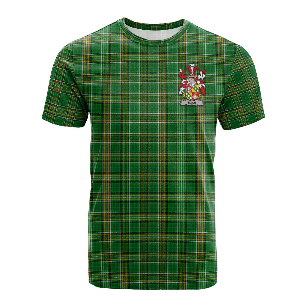 Tartan Vibes Clothing Egan Irish Clan Tartan Cotton T-shirt with Coat of Arms