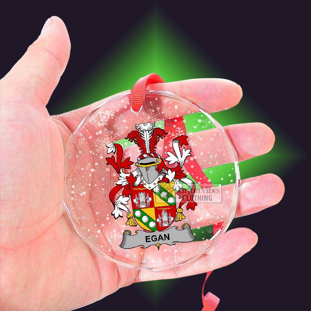 Tartan Vibes Clothing Egan Irish Clan Christmas Glass Ornament with Coat of Arms