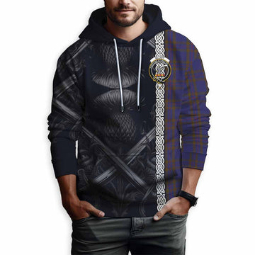 Elliot Tartan Hoodie with Family Crest Cross Sword Thistle Celtic Vibes