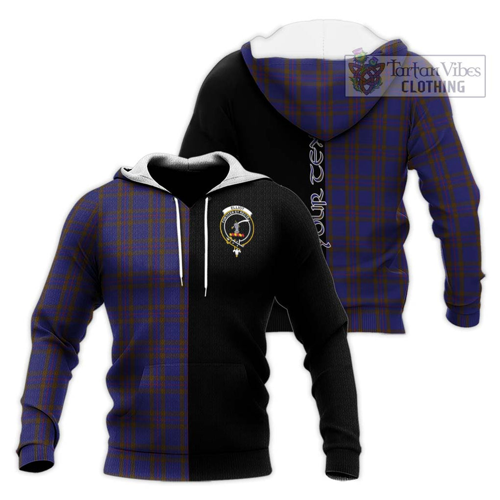 Elliot Tartan Knitted Hoodie with Family Crest and Half Of Me Style Unisex Knitted Pullover Hoodie - Tartanvibesclothing Shop