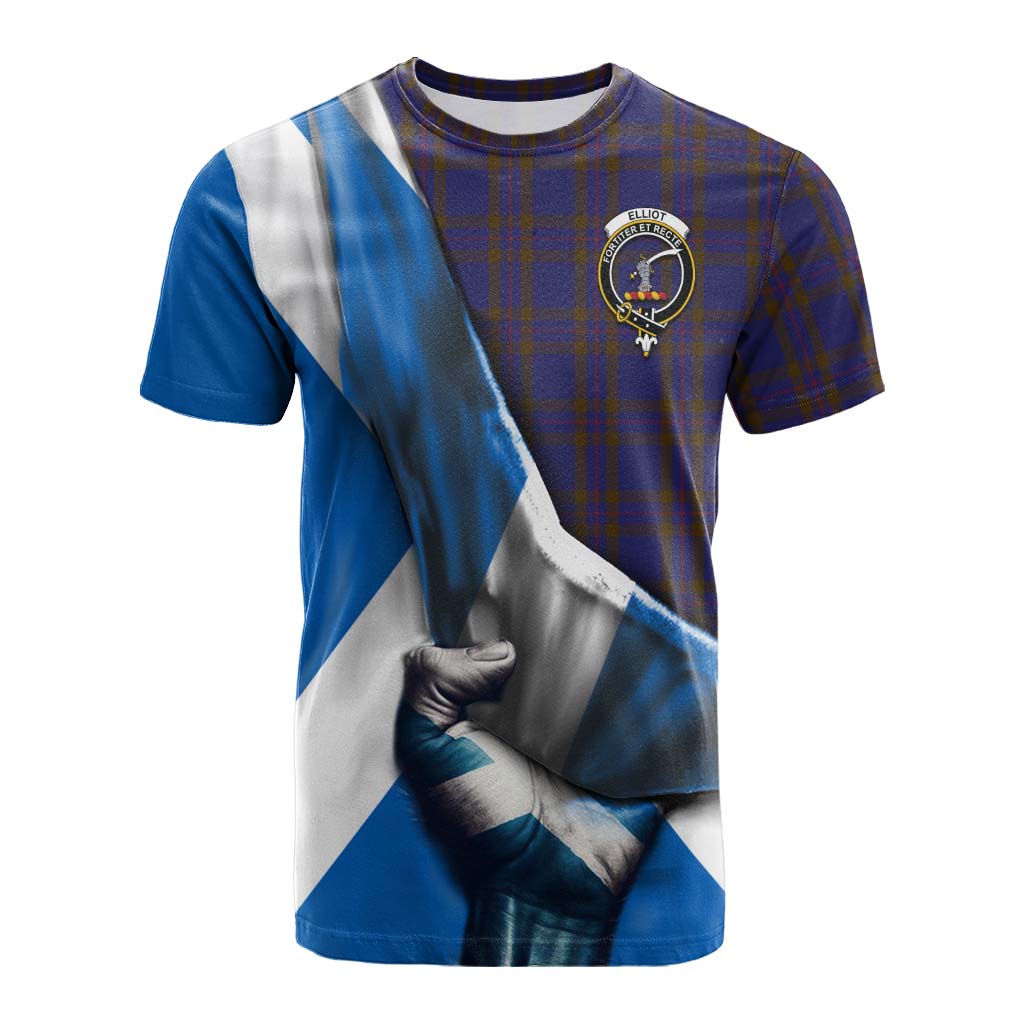 Tartan Vibes Clothing Elliot Tartan Cotton T-shirt with Family Crest Scotland Patriotic Style