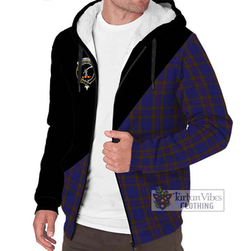 Elliot Tartan Sherpa Hoodie with Family Crest and Military Logo Style