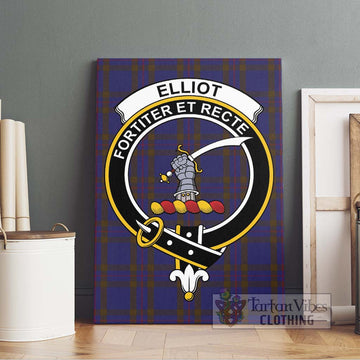 Elliot Tartan Canvas Print Wall Art with Family Crest