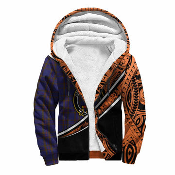 Elliot Crest Tartan Sherpa Hoodie with Polynesian Vibes Style - Orange Version