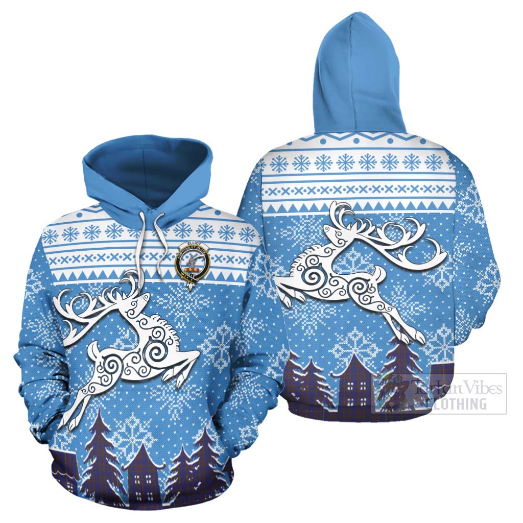 Tartan Vibes Clothing Elliot Clan Christmas Hoodie Celtic Reindeer Style