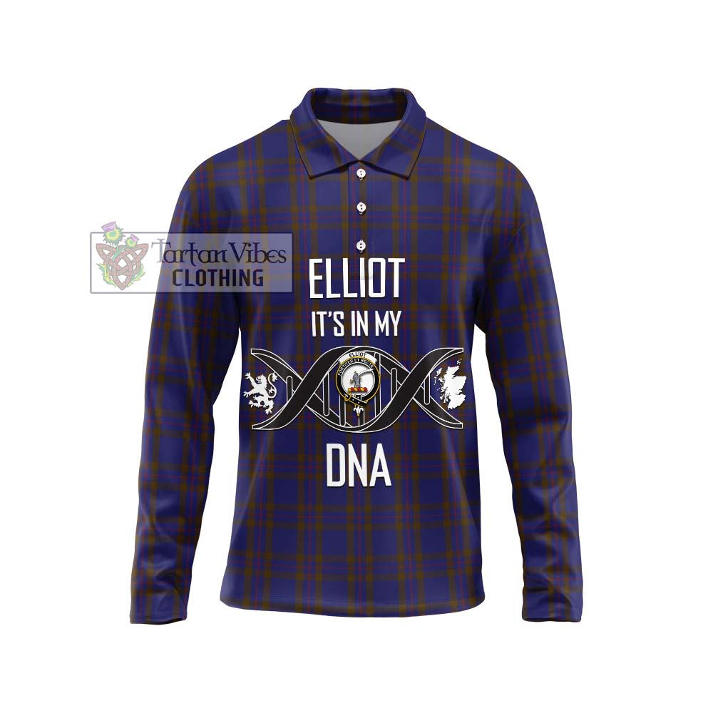 Elliot Tartan Long Sleeve Polo Shirt with Family Crest DNA In Me Style Unisex - Tartanvibesclothing Shop