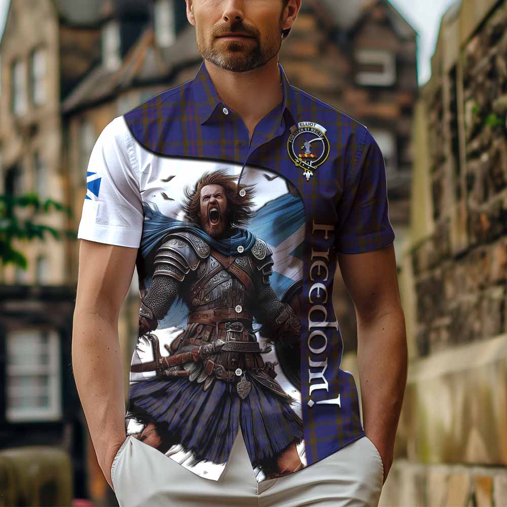 Tartan Vibes Clothing Elliot Crest Tartan Short Sleeve Button Shirt Inspired by the Freedom of Scottish Warrior