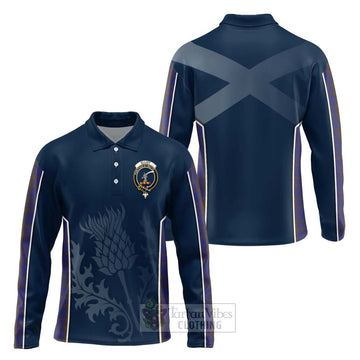 Elliot Tartan Long Sleeve Polo Shirt with Family Crest and Scottish Thistle Vibes Sport Style