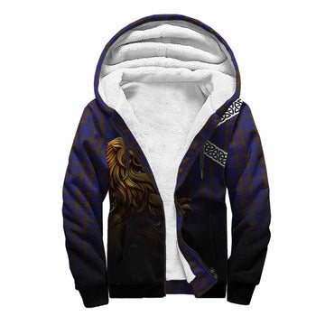 Elliot Crest Tartan Sherpa Hoodie with Golden Lion Emblem Celtic Style Unisex S - Tartan Vibes Clothing