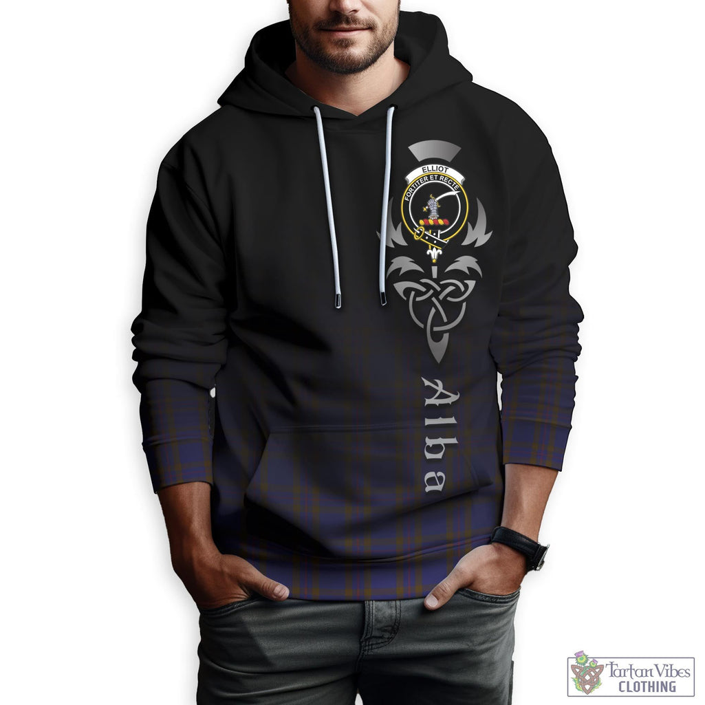 Tartan Vibes Clothing Elliot Tartan Hoodie Featuring Alba Gu Brath Family Crest Celtic Inspired