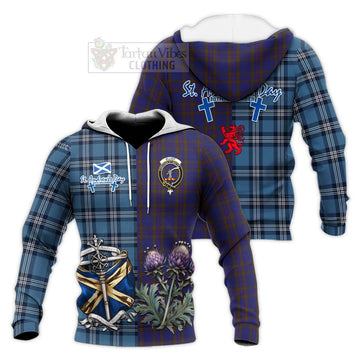 Elliot Tartan Knitted Hoodie Happy St. Andrew's Day Half Tartan Style