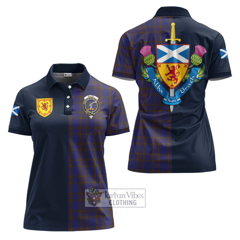 Tartan Vibes Clothing Elliot Tartan Women's Polo Shirt with Scottish Lion Royal Arm Half Style