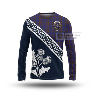 Elliot Tartan Long Sleeve T-Shirt Featuring Thistle and Scotland Map