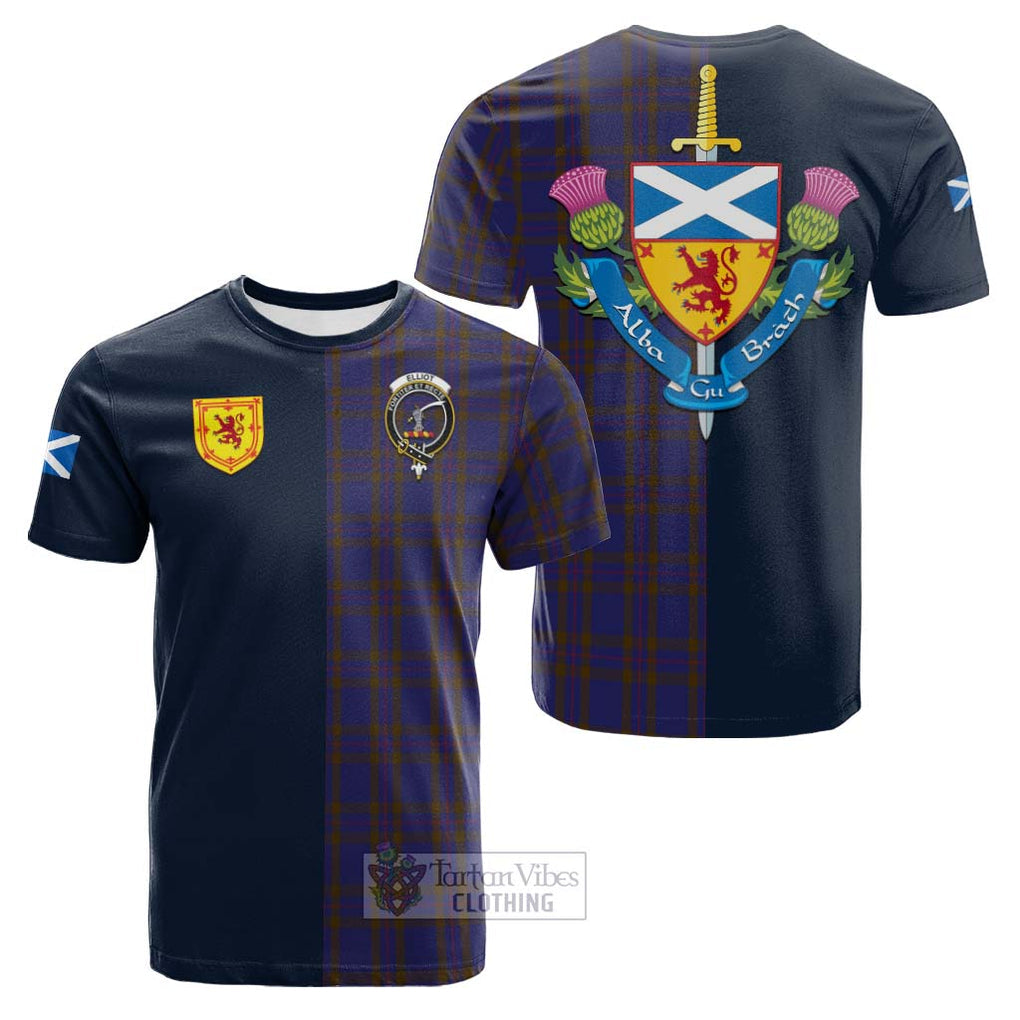 Tartan Vibes Clothing Elliot Tartan Cotton T-shirt with Scottish Lion Royal Arm Half Style