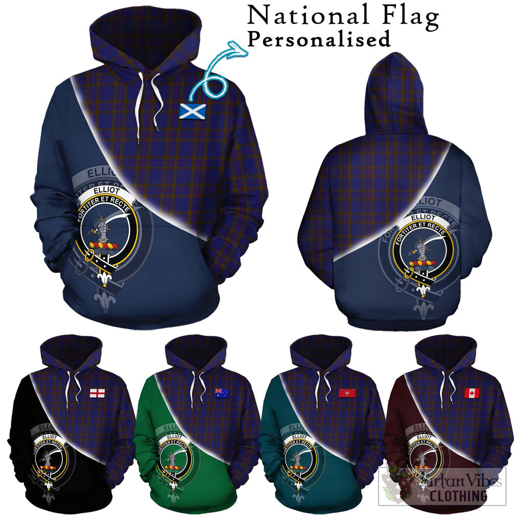 Elliot Tartan Hoodie with Personalised National Flag and Family Crest Half Style Zip Hoodie - Tartanvibesclothing Shop