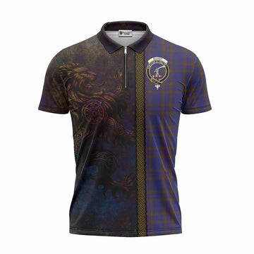 Elliot Tartan Family Crest Zipper Polo Shirt Alba Gu Brath Be Brave Lion Ancient Style Unisex - Tartan Vibes Clothing