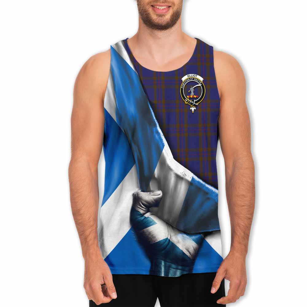 Tartan Vibes Clothing Elliot Tartan Men's Tank Top with Family Crest Scotland Patriotic Style