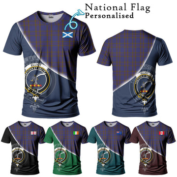 Elliot Tartan T-Shirt with Personalised National Flag and Family Crest Half Style