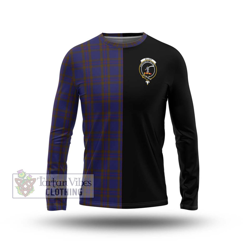 Elliot Tartan Long Sleeve T-Shirt with Family Crest and Half Of Me Style Unisex - Tartanvibesclothing Shop