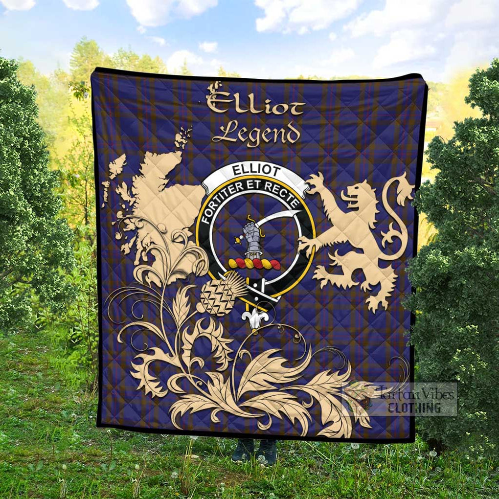 Tartan Vibes Clothing Elliot Tartan Quilt with Family Crest and Scottish Symbol Style