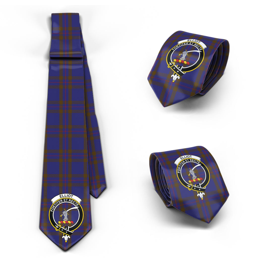 Elliot Tartan Classic Necktie with Family Crest Necktie One Size - Tartan Vibes Clothing