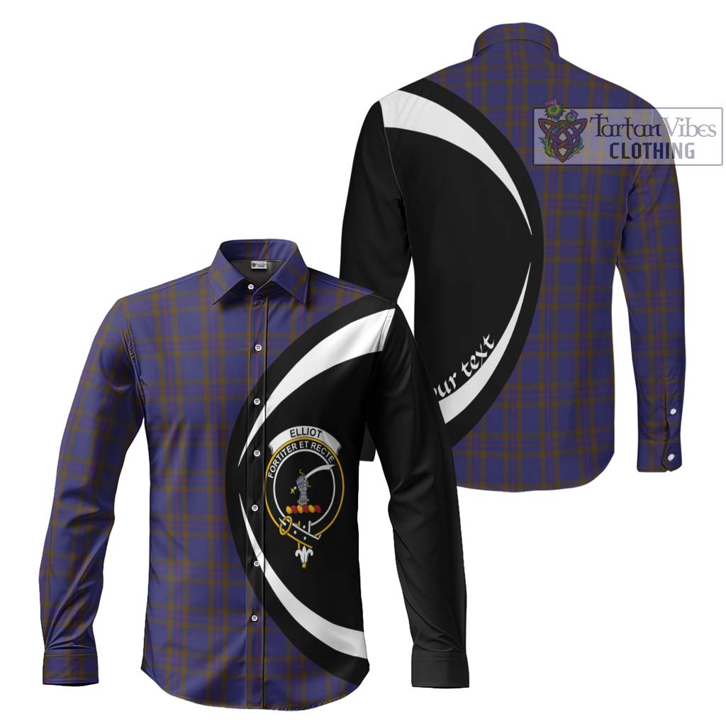 Elliot Tartan Long Sleeve Button Up with Family Crest Circle Style Men's Shirt S - Tartan Vibes Clothing