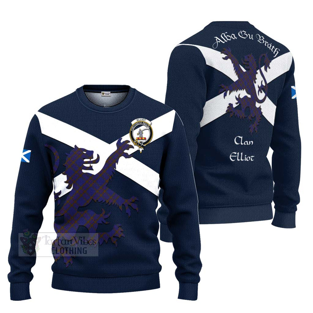 Tartan Vibes Clothing Elliot Tartan Lion Rampant Knitted Sweater – Proudly Display Your Heritage with Alba Gu Brath and Clan Name