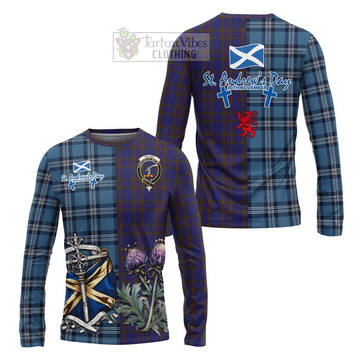 Elliot Tartan Long Sleeve T-Shirt Happy St. Andrew's Day Half Tartan Style