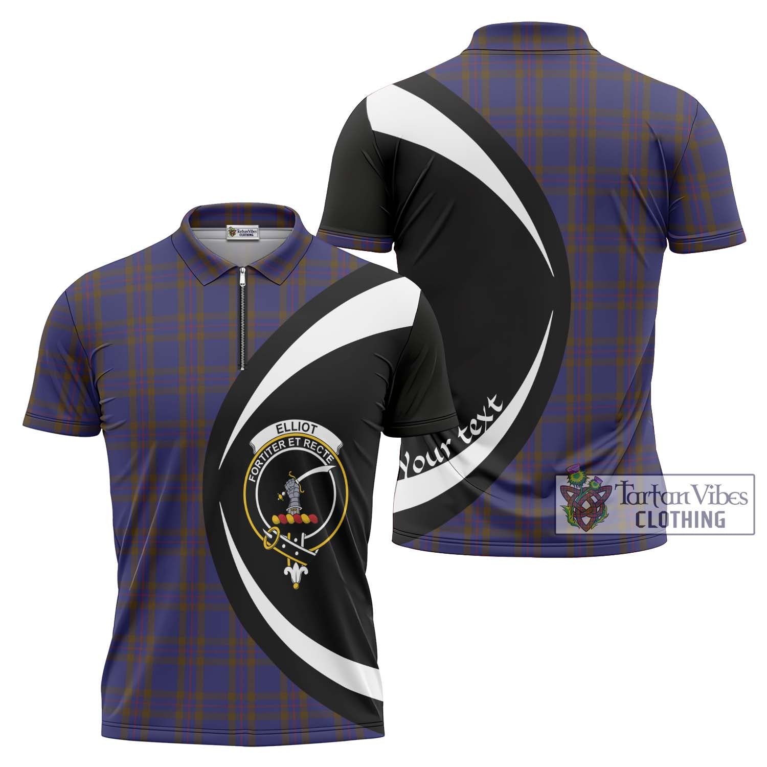 Tartan Vibes Clothing Elliot Tartan Zipper Polo Shirt with Family Crest Circle Style