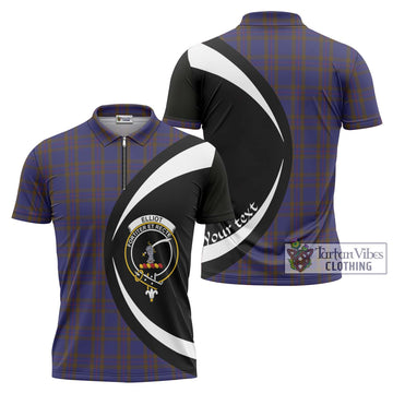 Elliot Tartan Zipper Polo Shirt with Family Crest Circle Style