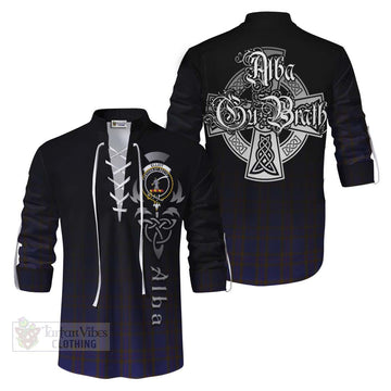 Elliot Tartan Ghillie Kilt Shirt Featuring Alba Gu Brath Family Crest Celtic Inspired