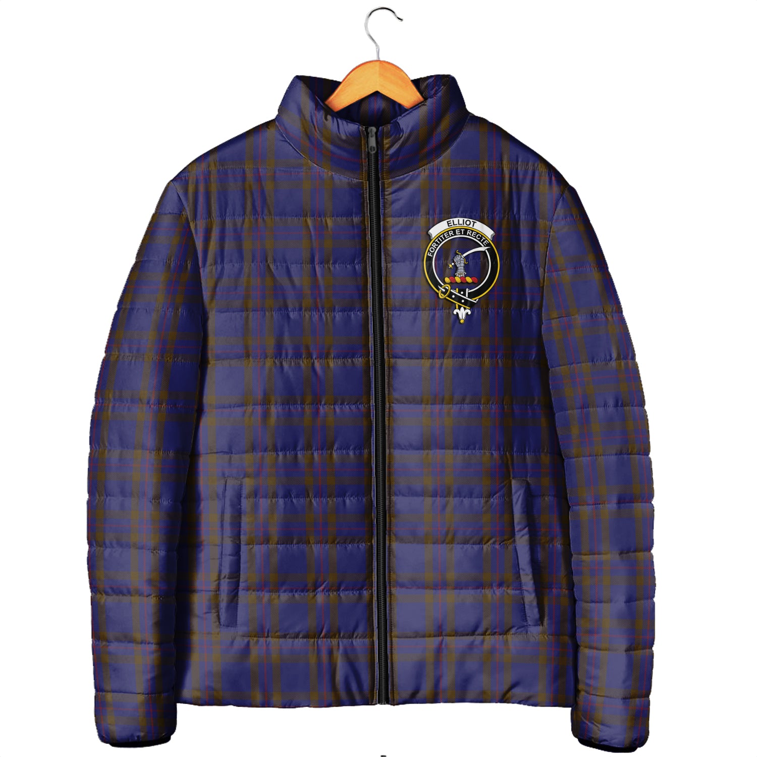 Elliot Tartan Padded Jacket with Family Crest Men's Padded Jacket - Tartan Vibes Clothing