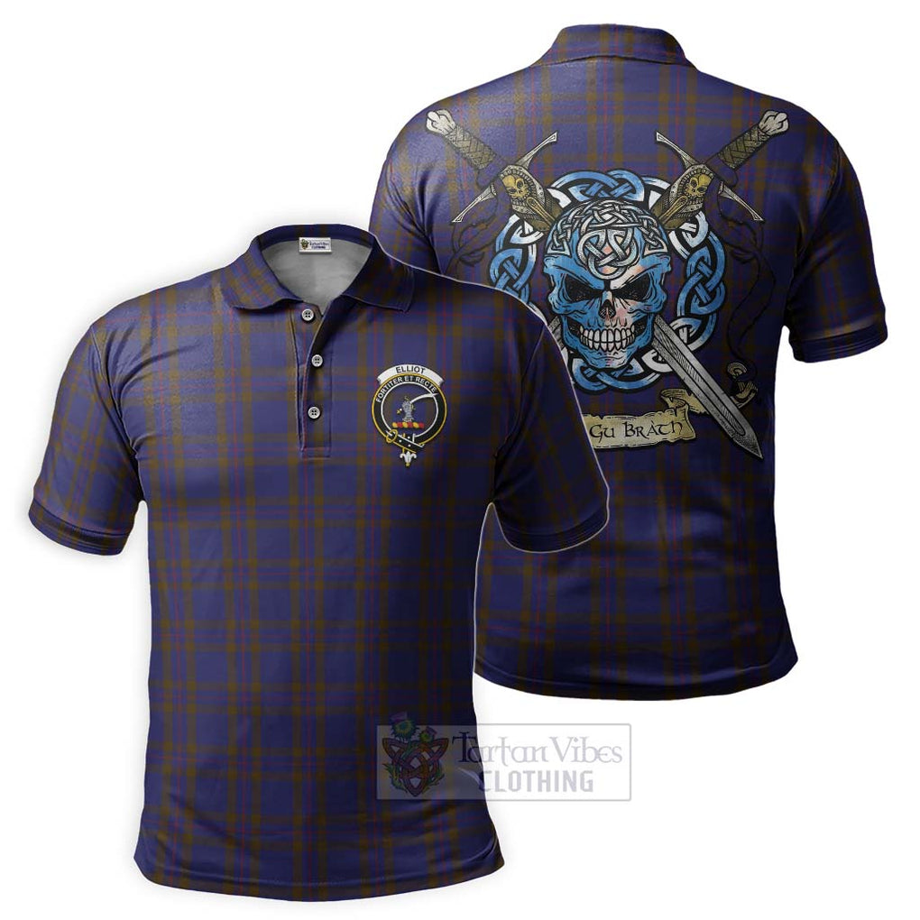 Tartan Vibes Clothing Elliot Tartan Polo Shirt with Family Crest Celtic Skull Style