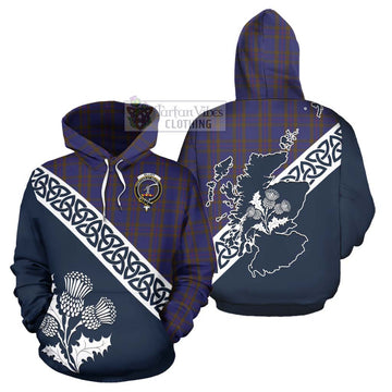 Elliot Tartan Hoodie Featuring Thistle and Scotland Map