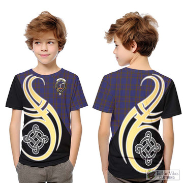 Elliot Tartan Kid T-Shirt with Family Crest and Celtic Symbol Style